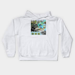 the death and the city in wetland collage of pattern Kids Hoodie